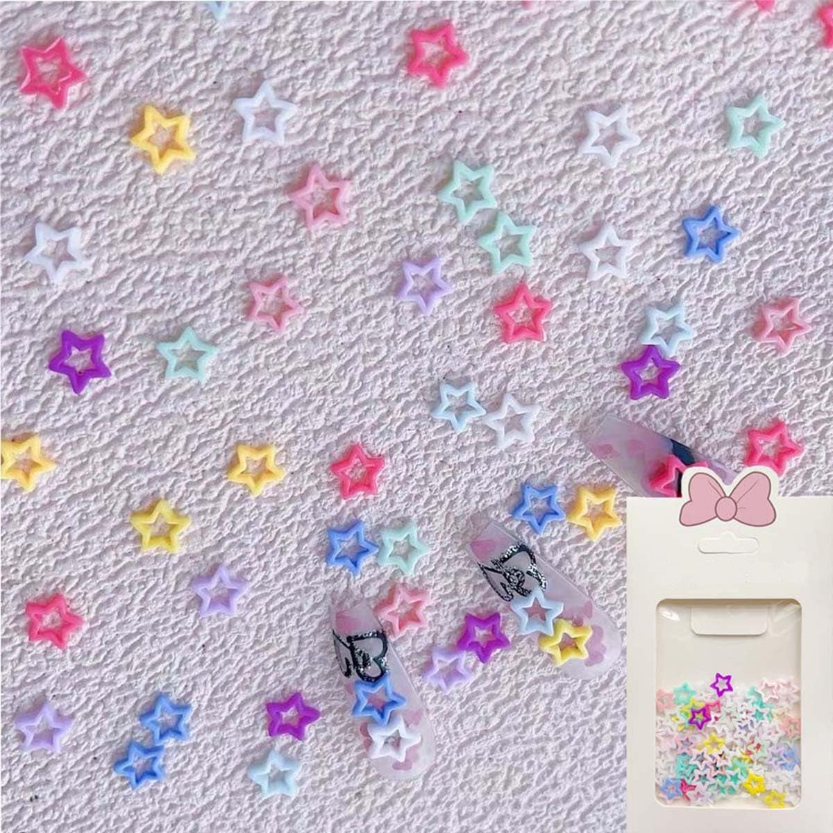 100Pcs Star Nail Art Charms 3D Accessories Mix Color Rhinestone for Acrylic Resin Art Supplies Women Girls DIY Manicure Decorations