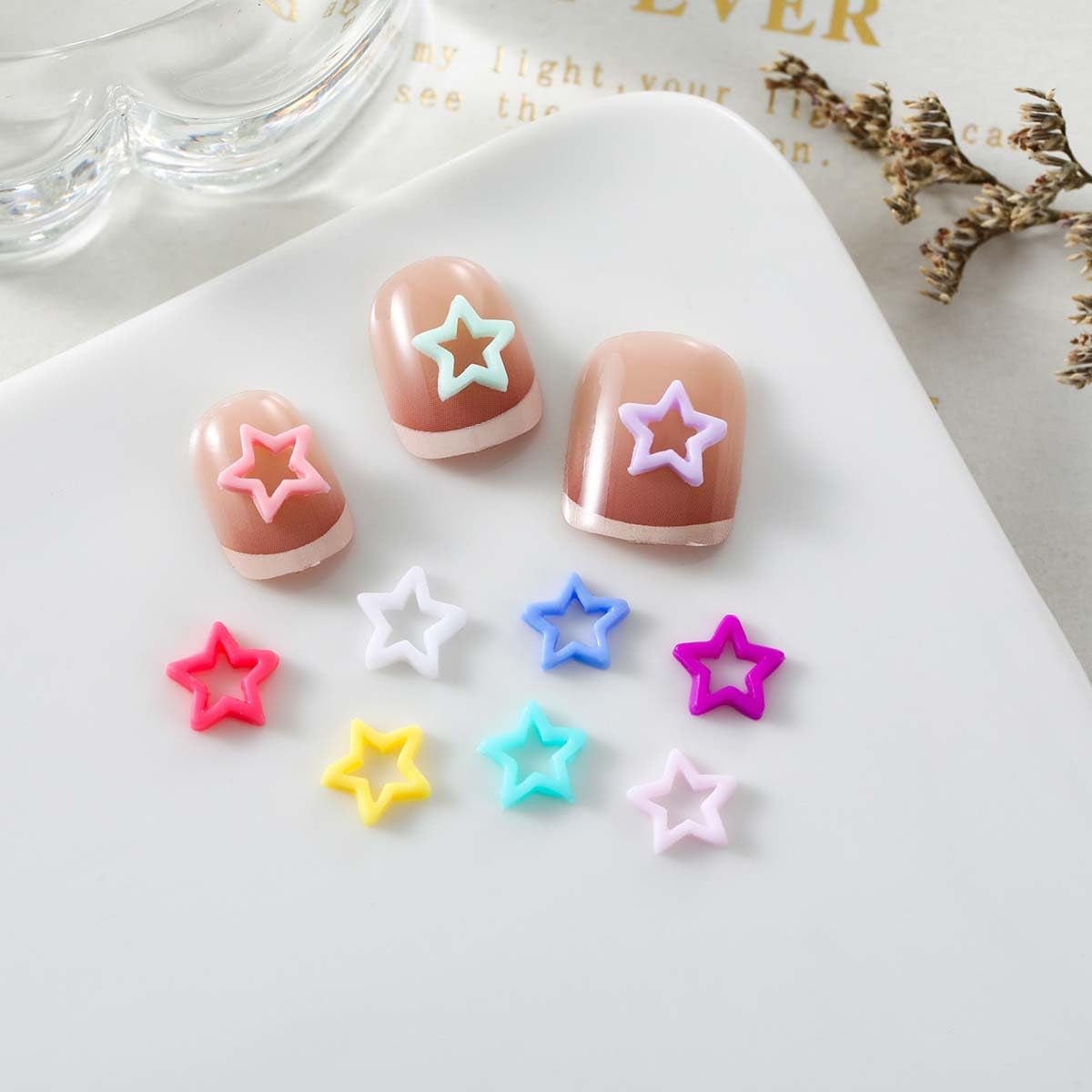 100Pcs Star Nail Art Charms 3D Accessories Mix Color Rhinestone for Acrylic Resin Art Supplies Women Girls DIY Manicure Decorations