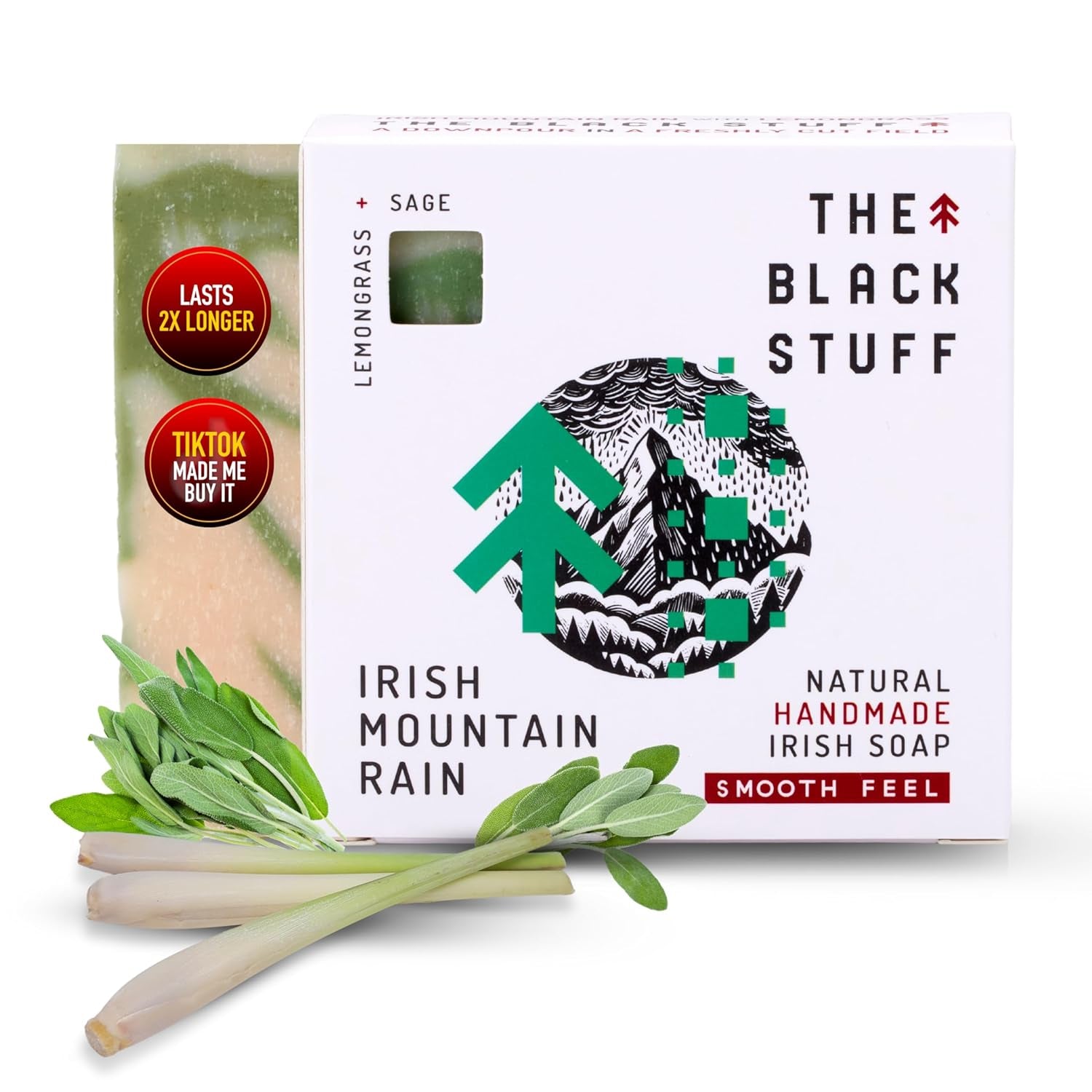 All Natural Bar Soap for Men Handmade Cold Process Soaps with Organic Ingredients and Essential Oils - Mens Soap for Daily Use, Irish Mountain Rain Body Soap
