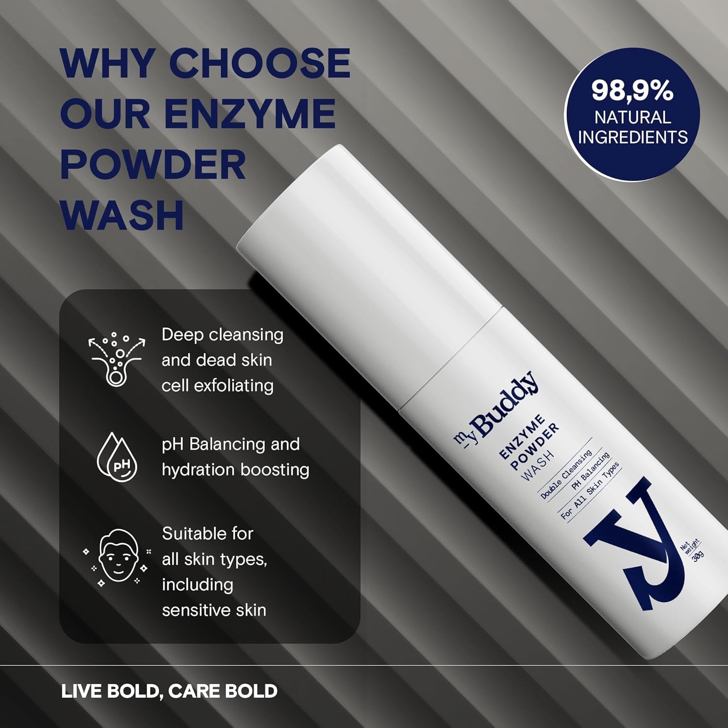 Enzyme Powder Face Wash | Korean Powder Cleanser for Mens (1.05 Oz) | Gentle Exfoliating | Deep Cleansing & Oil Control | Korea Face Wash Natural Enzyme Safe for All Skin Types | Travel Kit