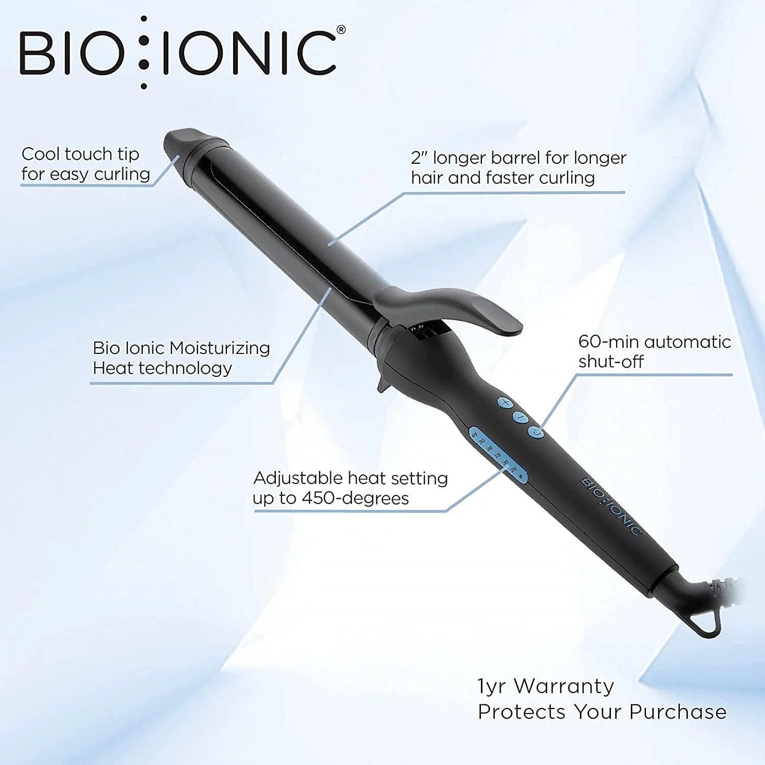 Long Barrel Styler, 1.5" Curling Iron, Curling Wand, Adjustable Heat, Hair Curler