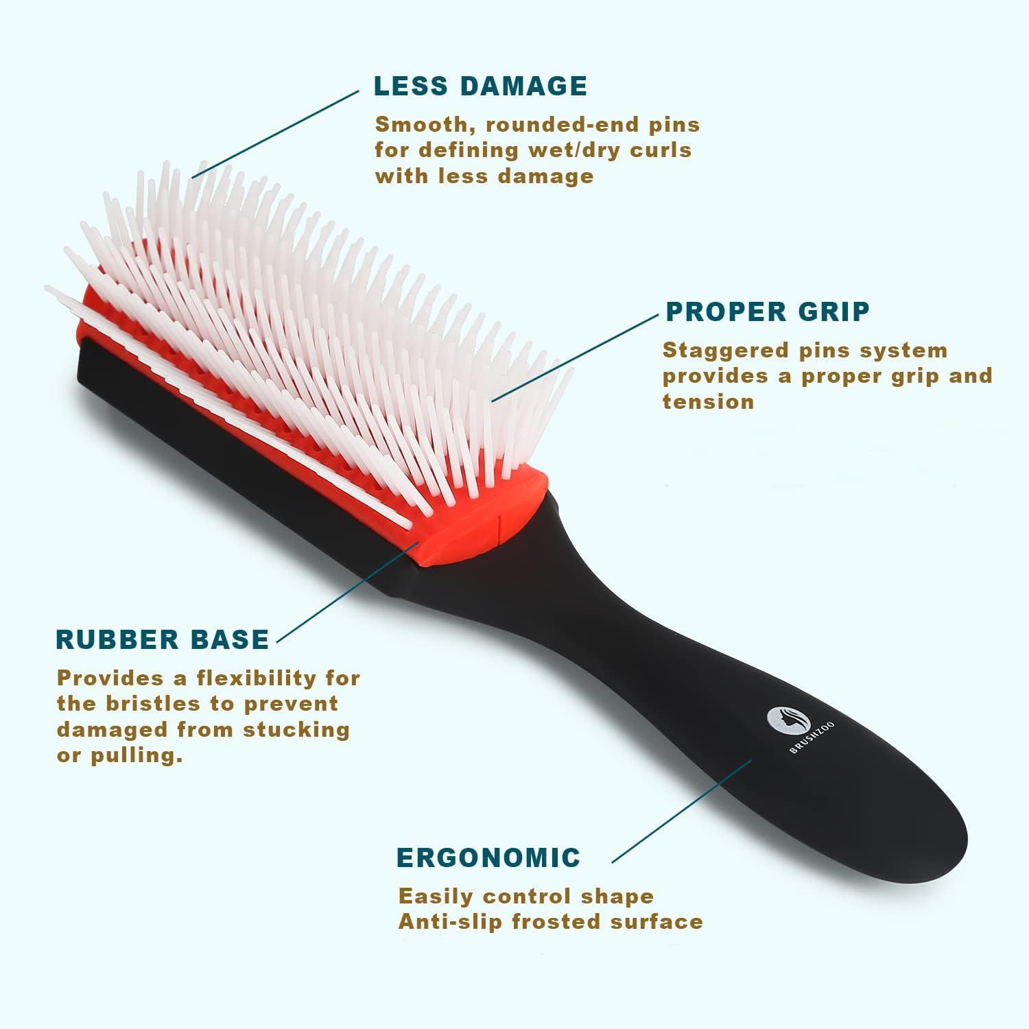 Detangler Hair Brush for Curly Hair, Curly Hair Brush for Natural 3/4Abc Hair, Detangling Brush for Women Men Kids Styling Defining