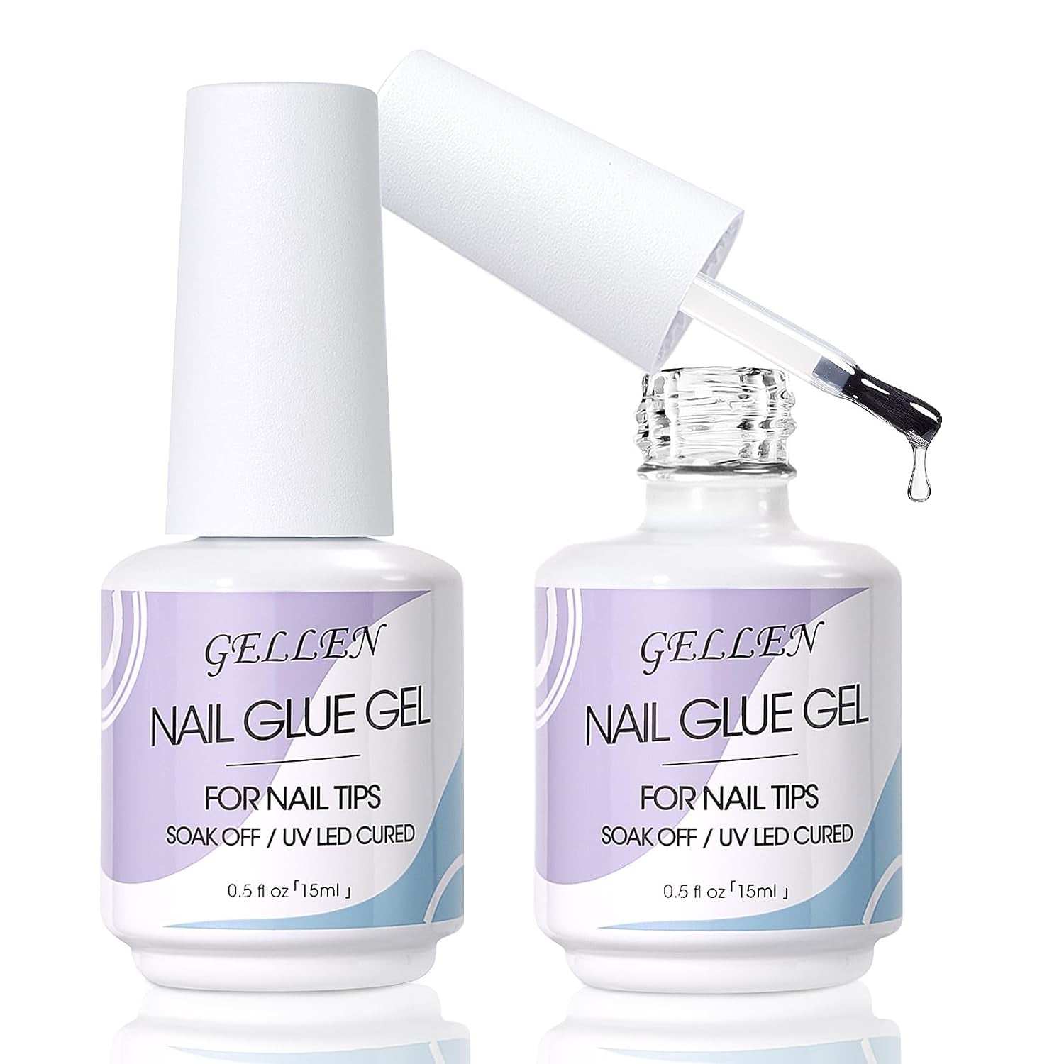Nail Glue Gel, 2PCS 15ML 3 in 1 Gel Nail Glue for Acrylic Nail & Base Gel & Nail Strengthener Kit, Nail Glue for Press on Nails False Nails, Super Strong Gel Glue for Nail Extension
