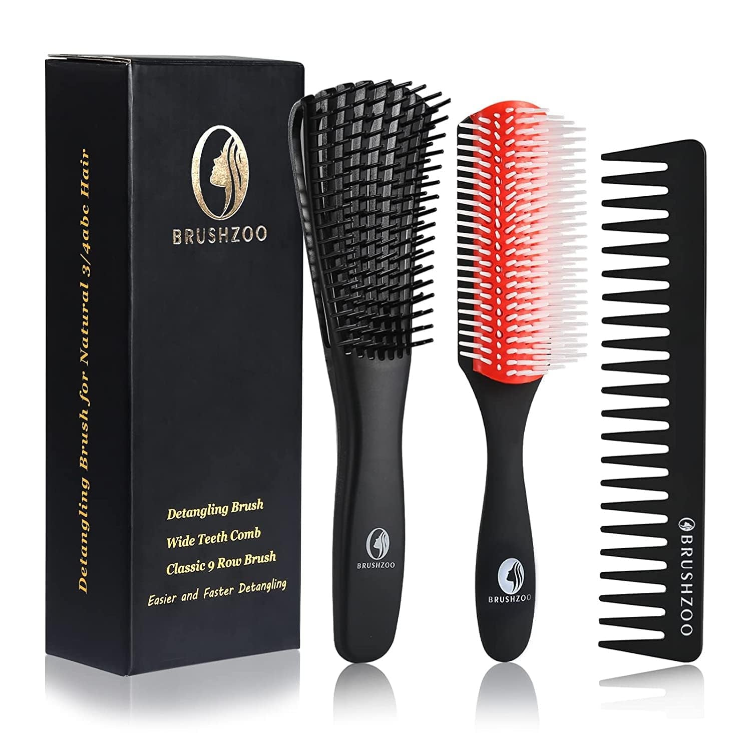 Detangler Hair Brush for Curly Hair, Curly Hair Brush for Natural 3/4Abc Hair, Detangling Brush for Women Men Kids Styling Defining
