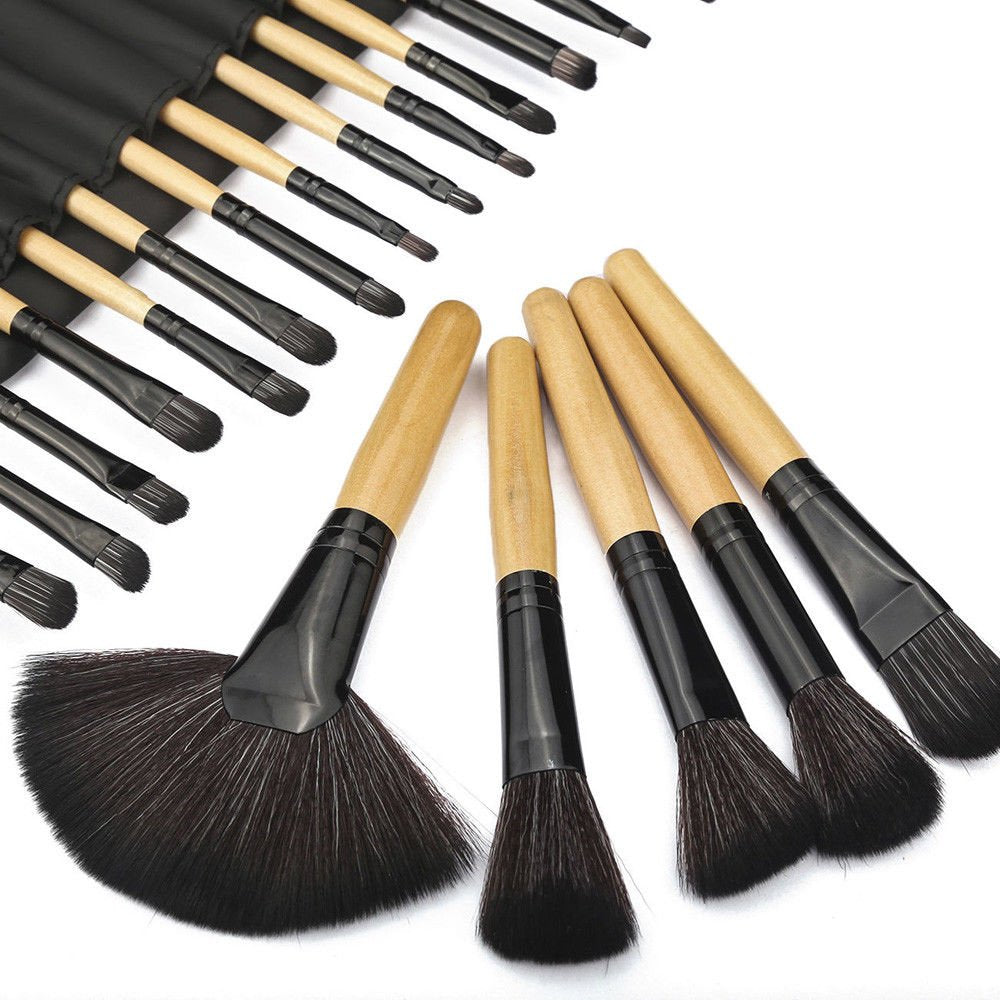 Professional Soft Cosmetic Eyeshadow Eyebrow Makeup Brush (Wooden Handle) Tool Set + Bag (32X Pc Mega Make-Up Brush Set)