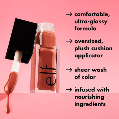 Glow Reviver Lip Oil, Nourishing Tinted Lip Oil for a High-Shine Finish, Infused with Jojoba Oil, Vegan &amp; Cruelty-Free, Red Delicious