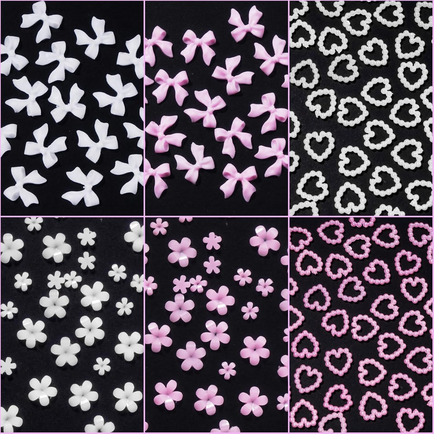 3D Flower Bows Nail Charms, Heart Nail Pearls Charms, Alloy Cherry Butterfly Rhinestones Nail Gems Charms for Junk Cases Nail Art DIY Accessories