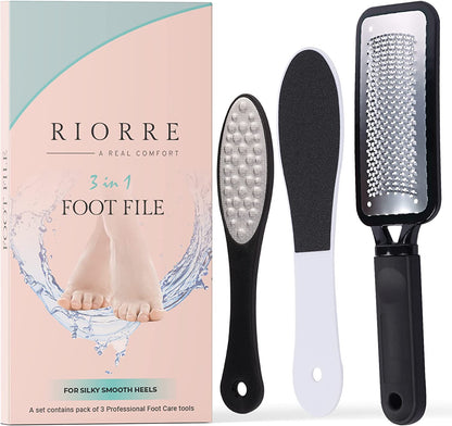 Professional Foot Scrubber for Hard Skin - Pack 3 Pedicure Foot File, Foot Scraper &amp; Callus Remover for Feet Leaving Soft &amp; Smooth Heels
