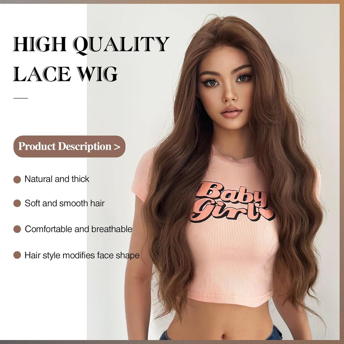 Coffee Brown Wig 5X2 HD Lace Front Wig 28 Inch Long Glueless Body Wave Wig for Black Women 180% Density Realistic Human Hair Curly Wigs with Baby Hair Transparent Lace Wig for Women
