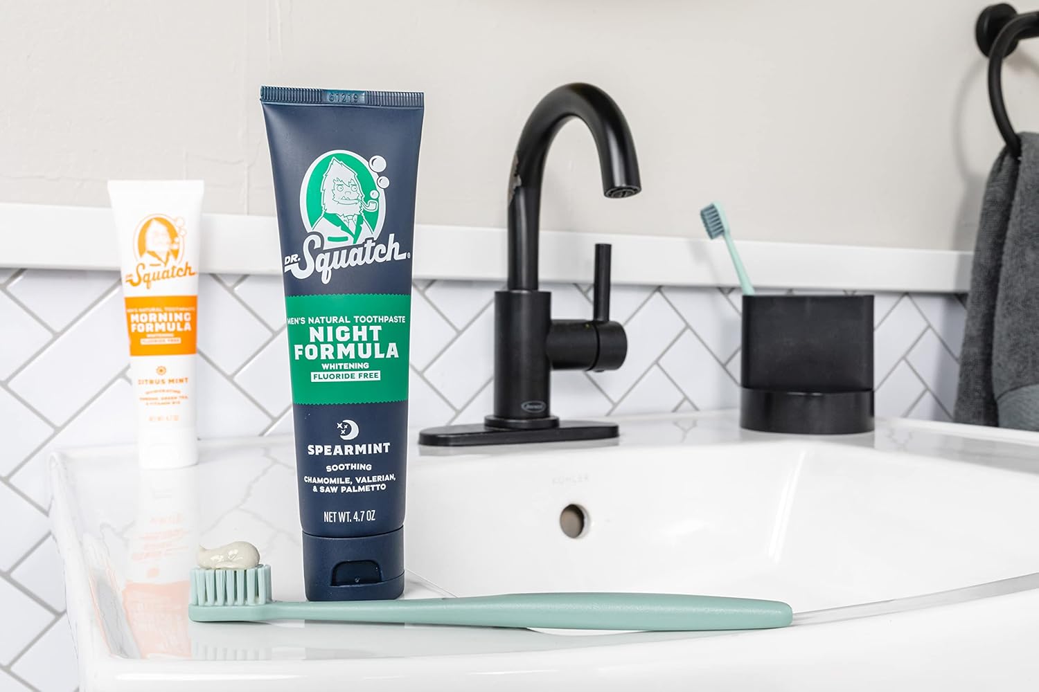 Natural Teeth Whitening Toothpaste Kit - Day and Night Flouride Free Natural Toothpaste - Citrus Mint, Spearmint (4.7 Oz, 2-Pack)