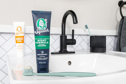 Natural Teeth Whitening Toothpaste Kit - Day and Night Flouride Free Natural Toothpaste - Citrus Mint, Spearmint (4.7 Oz, 2-Pack)