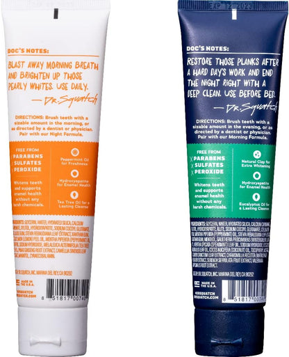 Natural Teeth Whitening Toothpaste Kit - Day and Night Flouride Free Natural Toothpaste - Citrus Mint, Spearmint (4.7 Oz, 2-Pack)
