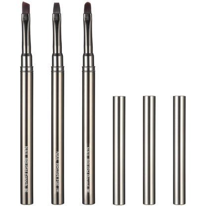 Nail Clean up Brush, 3 PCS Acetone Resistant Nail Polish Remover Pen Painting Design with Flat/Oval/Fine Angled Gel Nail Brush, Nail Art Brush for Cleaning Nail Polish Mistake on the Cuticles(Brown)