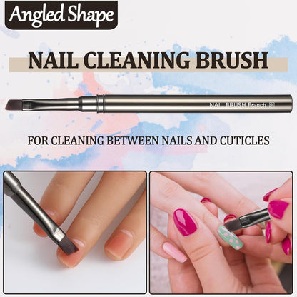 Nail Clean up Brush, 3 PCS Acetone Resistant Nail Polish Remover Pen Painting Design with Flat/Oval/Fine Angled Gel Nail Brush, Nail Art Brush for Cleaning Nail Polish Mistake on the Cuticles(Brown)