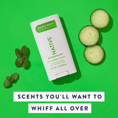 Whole Body Deodorant Stick, Cucumber &amp; Mint, Aluminum Free, for Women and Men, 2.3 Oz