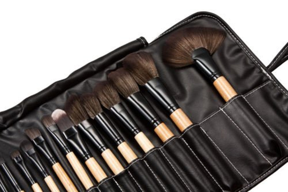 Professional Soft Cosmetic Eyeshadow Eyebrow Makeup Brush (Wooden Handle) Tool Set + Bag (32X Pc Mega Make-Up Brush Set)