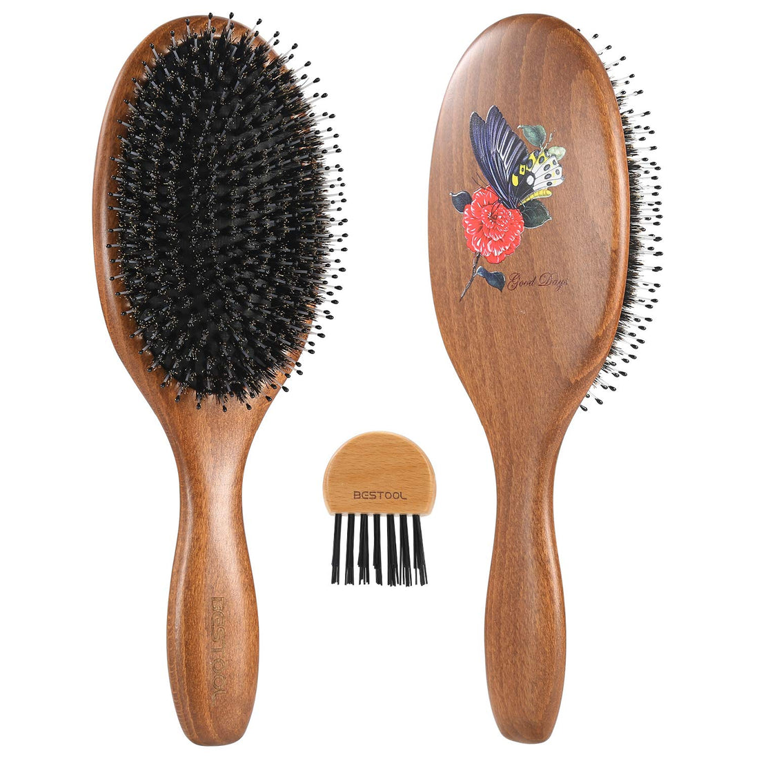 Hair Brush,  Hair Brushes for Women, Men, Kids, Boar Bristle Hair Brush to Maintain Straight, Curly Hair, Hairbrush for Detangling, Defrizz, Distribute Oil (Oval)